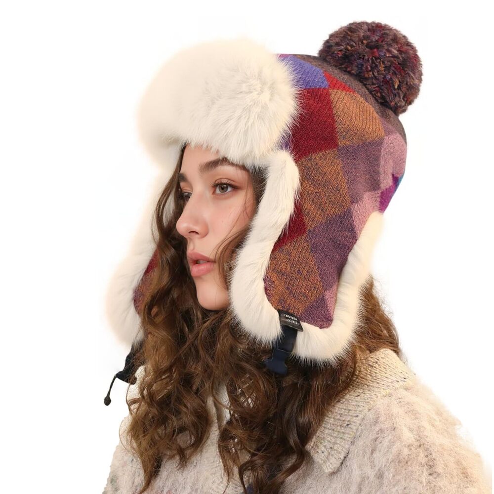 2643 Winter Knit Beanie Hat with Ear Flaps, Warm Fleece Lined Skull Caps
